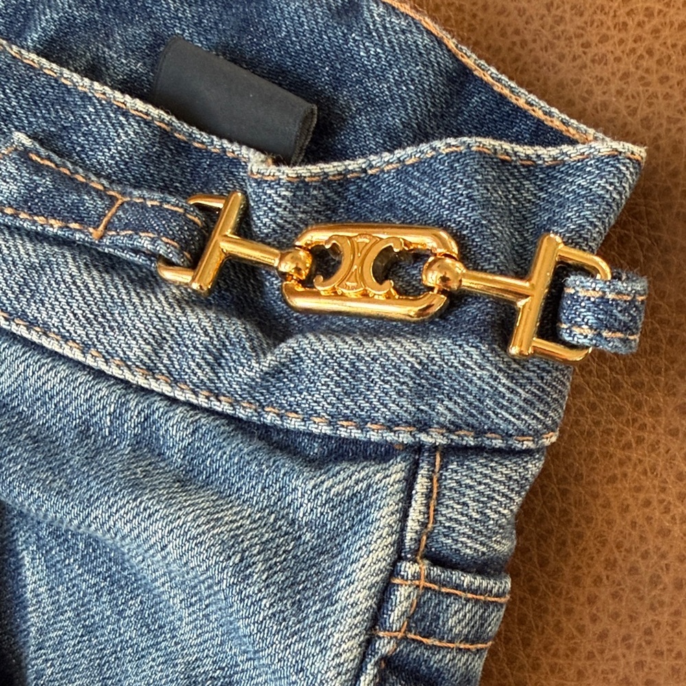 Celine Arc De Triomphe Gold Flared Bootcut Jeans W_FL_018